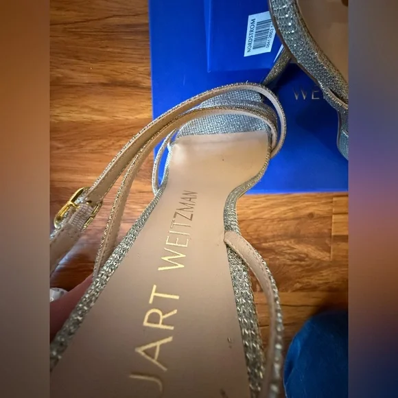 Stuart Weitzman Women’s Melodi Glitter High Heel Sandals Size: 38.5 8 B - Picture 11 of 16